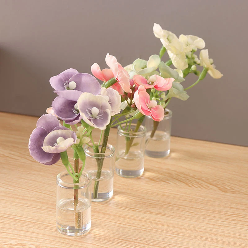 

1:6 кукольный домик миниатюрная ваза для цветов прозрачная стеклянная ваза цветы растения горшок в горшке модель домашний сад Декор для гостиной игрушка