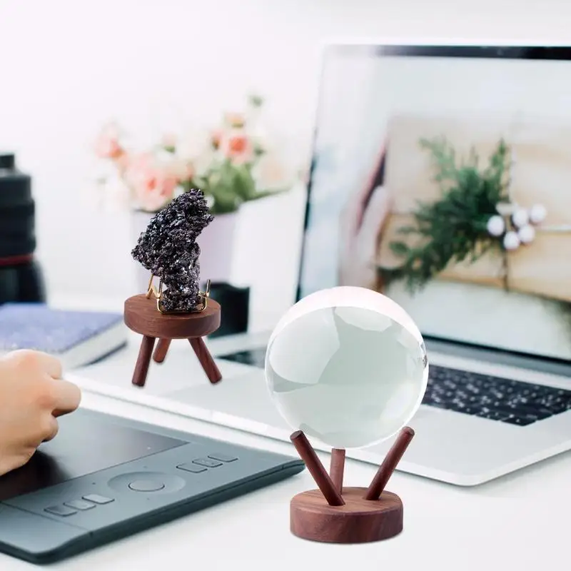 

Wooden Crystal Ball Holder Stand Spherical Base Sphere Stand Quartz Crystal Ball Display Stand Walnut Organizer Home Decor Rack