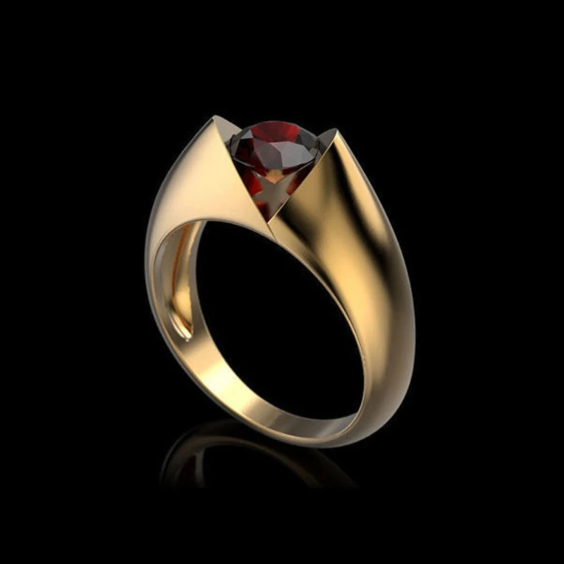 

Кольца для мужчин минималистичный дизайн Красный Циркон Модные ювелирные изделия Свадебное обручальное кольцо аксессуары подарок на день ...