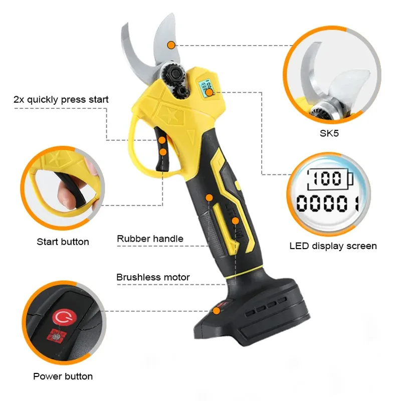 Электрические бесщеточные электрические садовые ножницы для обрезки фруктовых