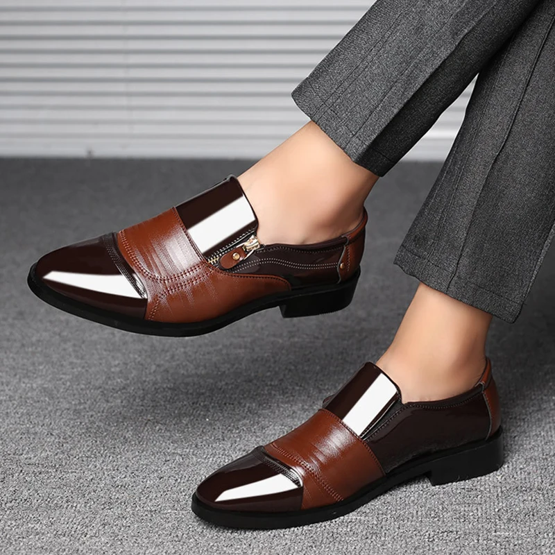 

Qmaigie Men Dress Shoes Classic Business 2022 Fashion Elegant Formal Wedding Shoes Men Slip On Office Oxford Shoes For Men