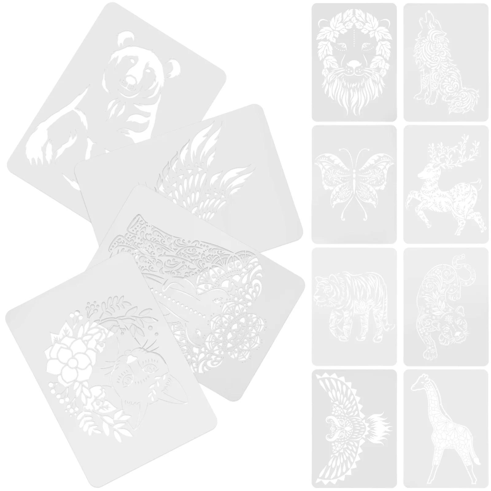 

12 Pcs Wall Stencil Animal Stencils Painting Crafts Tools Color Spray Wood Plastic Child