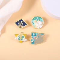 demon slayer enamel pins custom fox face agatsuma zenitsu kamado tanjirou anime brooch lapel badges jewelry gift for kids friend
