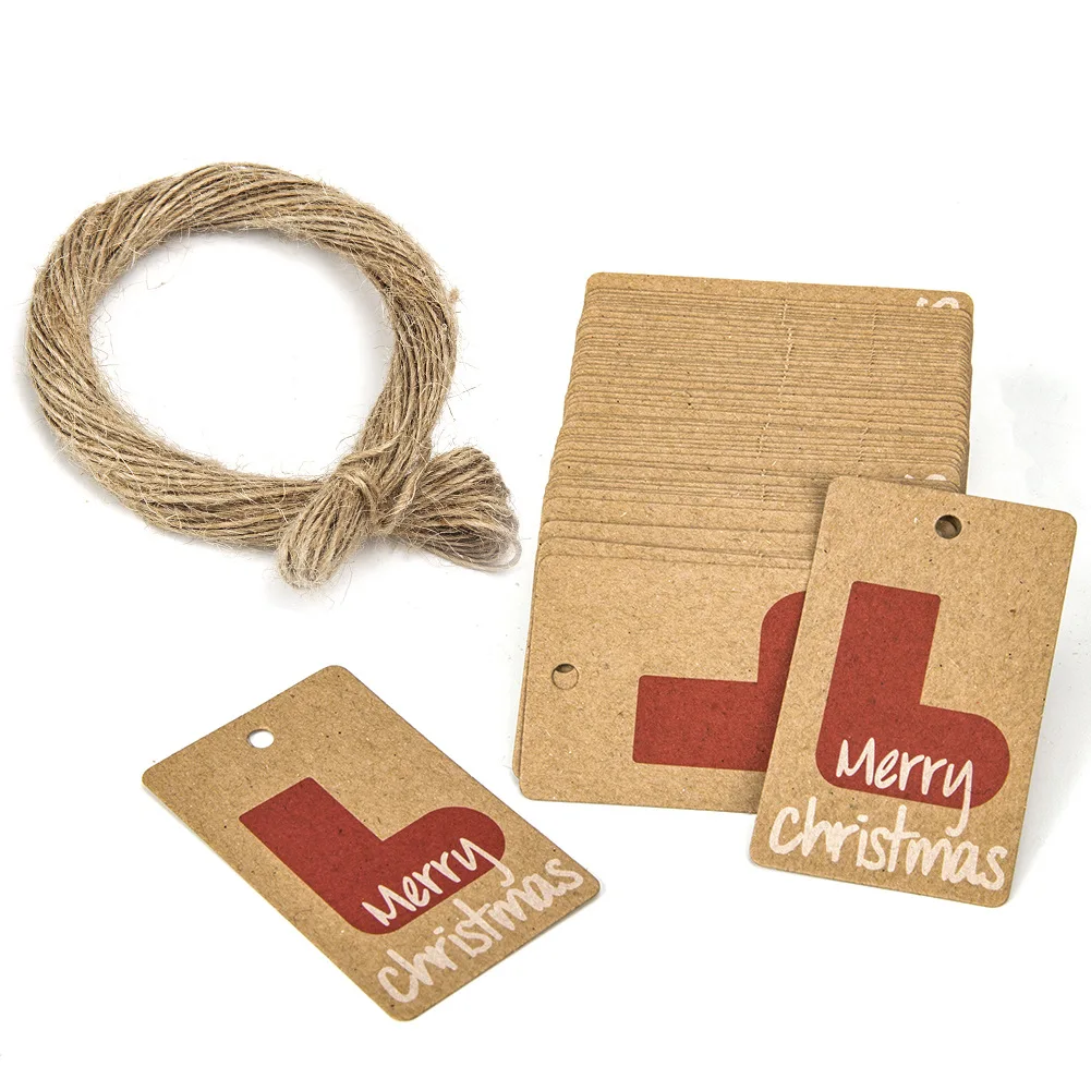 

Brown kraft paper Christmas gift label with 20m jute twine
