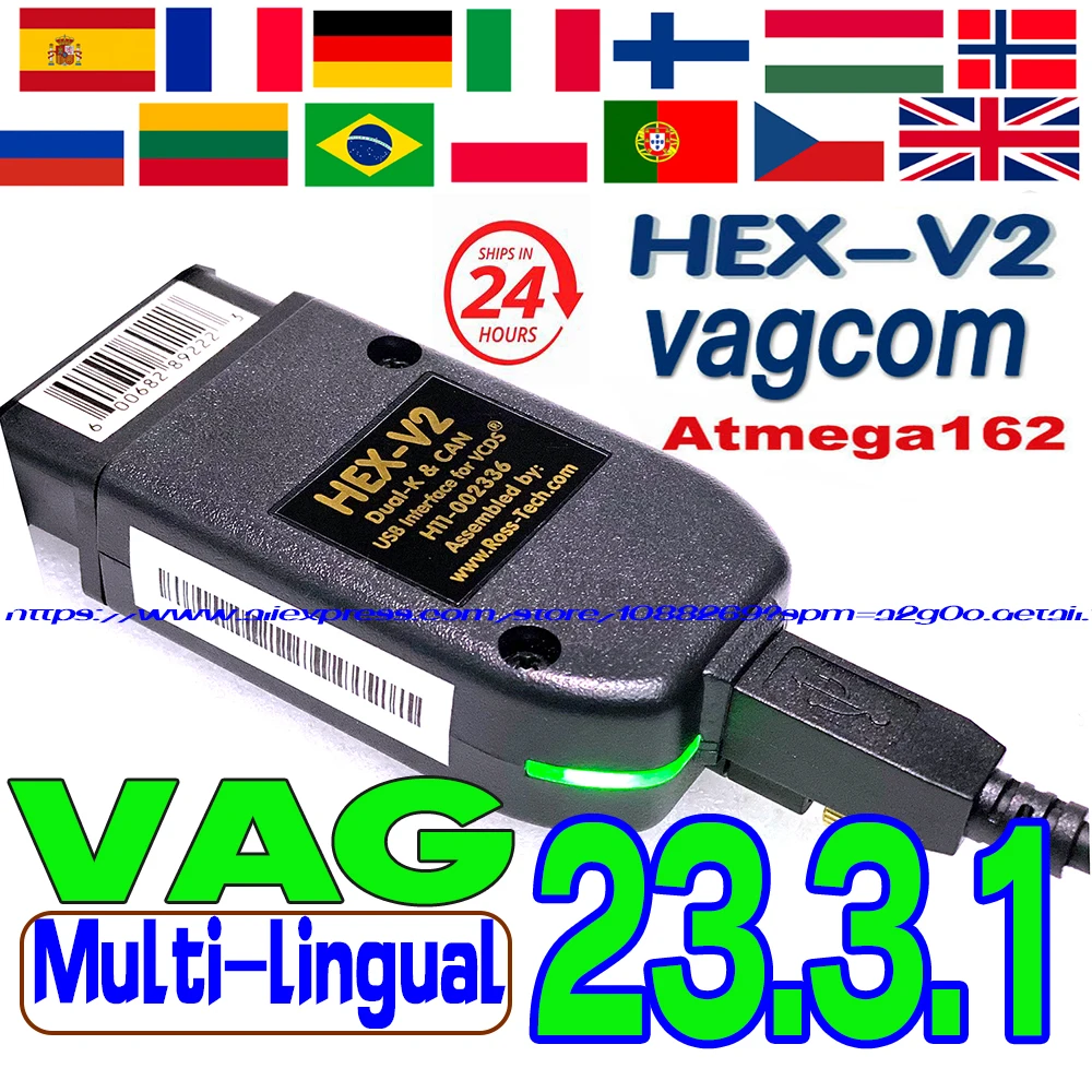 

2023 Newest VAGCOM 23.3.1 VAG COM Popular Vcds Francais Hex V2 FOR VW for AUDI Skoda Seat Vag French English Atmega162