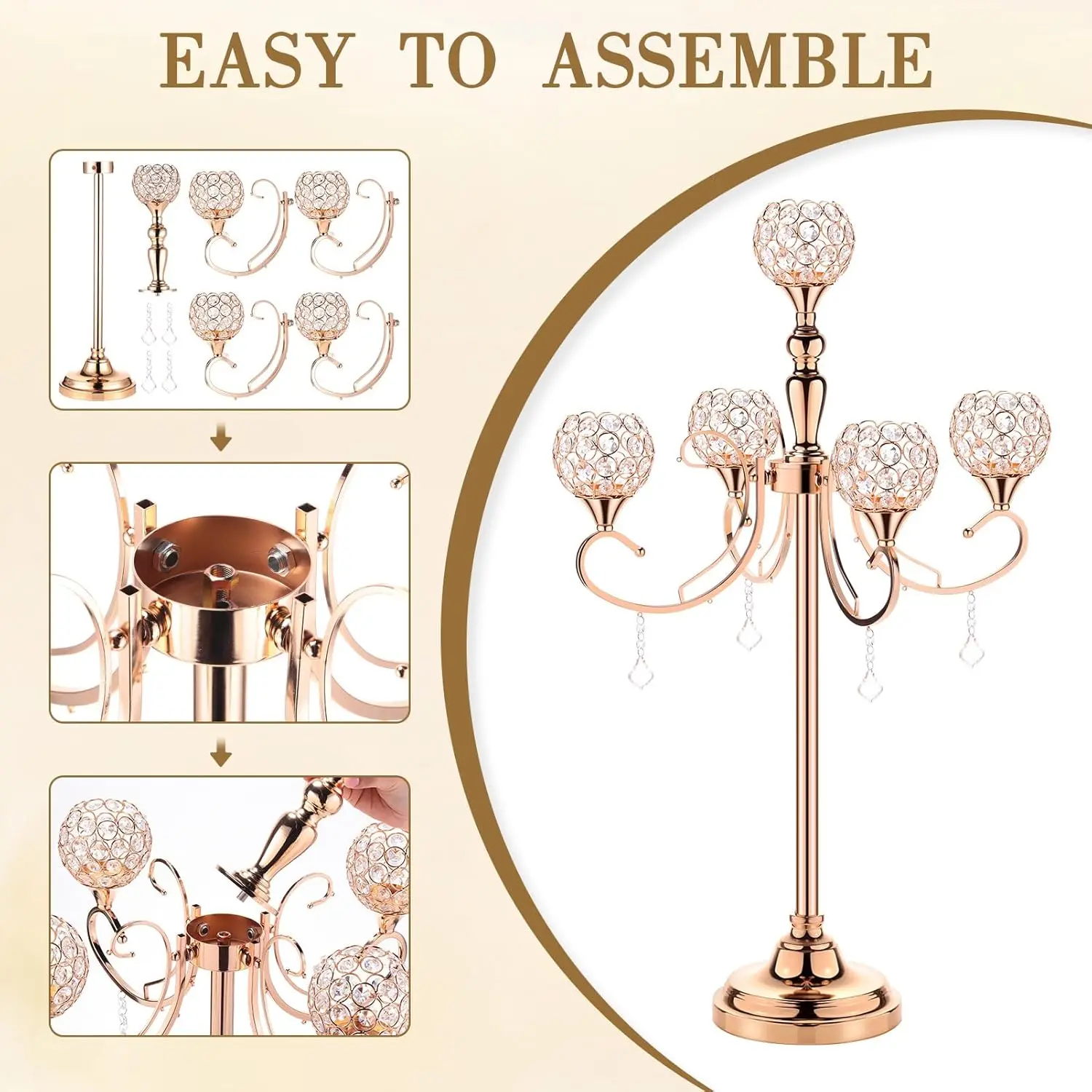 4 шт./12 шт.) 75 см/100 см) 5-уровневый золотой канделябр центральный элемент с