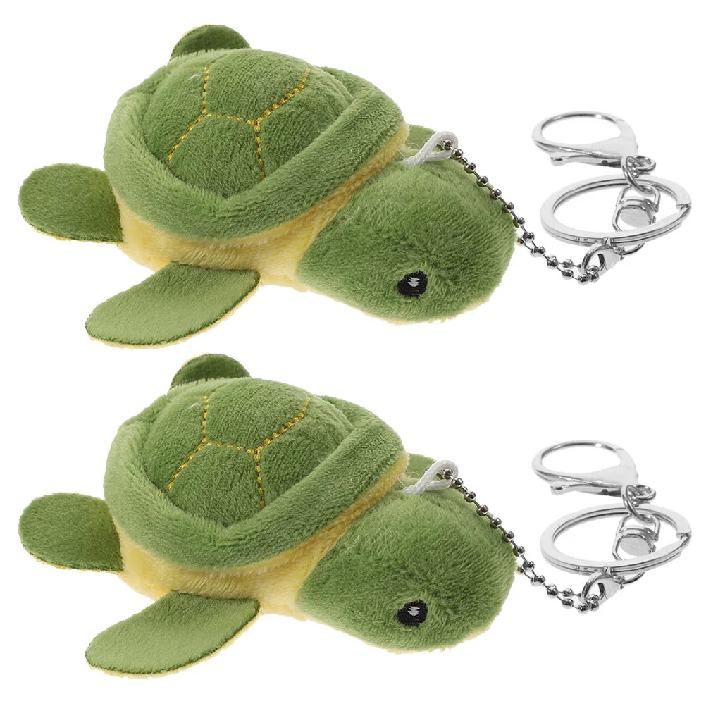 

2pcs Fluffy Keychain Plush Turtle Keychain Stuffed Animal Keychain Bag Hanging Keychain