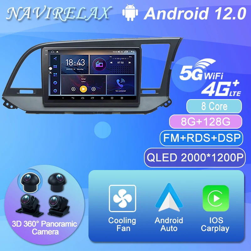 

Android 12 Car Radio For Hyundai Elantra 6 RHD 2015 2016 2017 2018 Multimidia Video Player GPS Navigaion Split Screen NO 2 Din