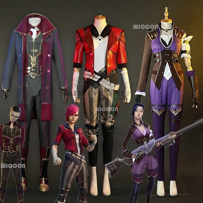 Arcane Vi Violet TV Lol Silco Caitlyn Косплей Костюм Игра Ролевая игра Женский наряд Хэллоуин