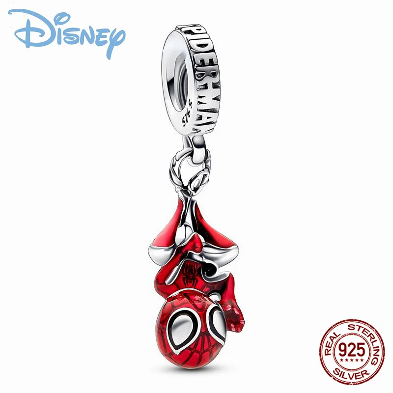 Disney 925 Sterling Silver Charm Marvel hanging spiderman Pendant Fits Original Pandora Bracelet Beads Bracelets 2023 New