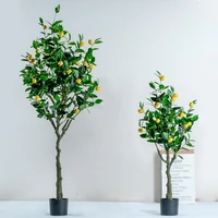 150cm indoor bonsai artificial lemon tree simulation plastic fruits real touch plants in plastic pot home indoor decoration