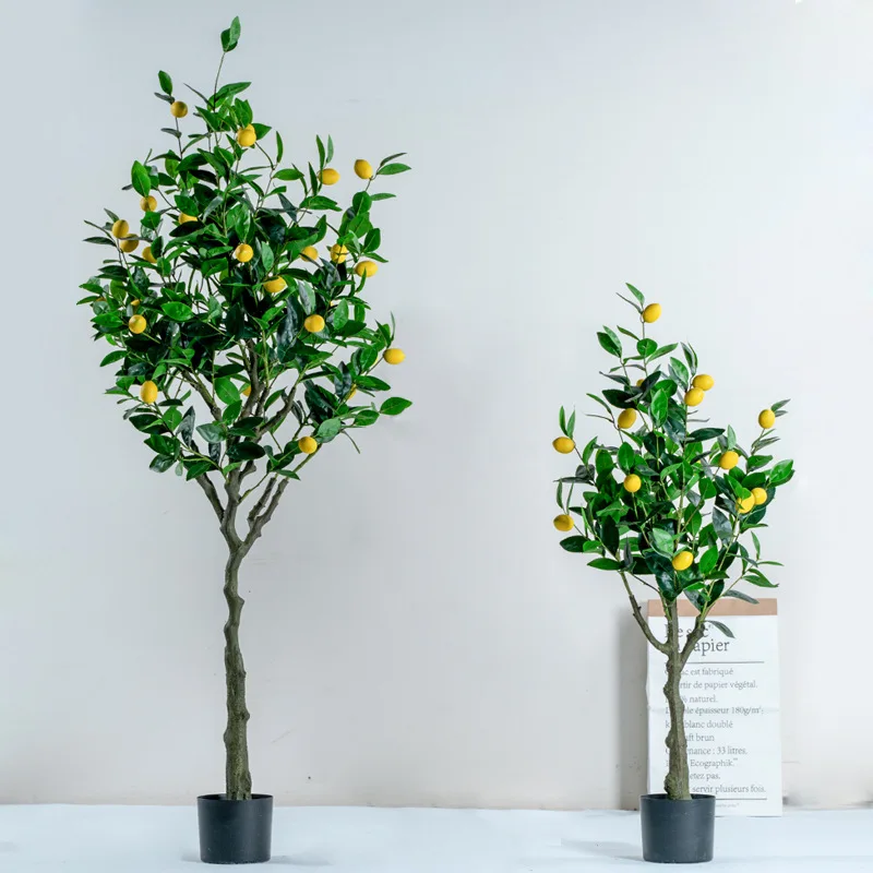 150CM Indoor Bonsai Artificial Lemon Tree Simulation Plastic Fruits Real Touch Plants In Pot Home Decoration |