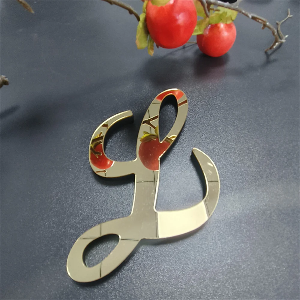 Зеркальные настенные 3d-наклейки с золотыми английскими буквами 20 см
