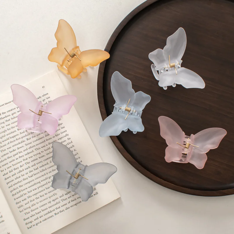 S2820 Frosted Jelly Color Resin Hairpin Butterfly Hair Clip Bobby Pin Lady Girl Butterfly Barrette Hair Accessories