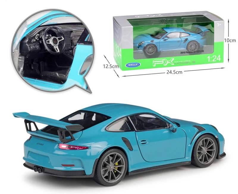 Фото WELLY 1:24 Масштаб литый под давлением симулятор автомобиля Porsche 911 GT3 RS модель автомобиля сплав спортивный автомобиль металлический игрушечный ... №4