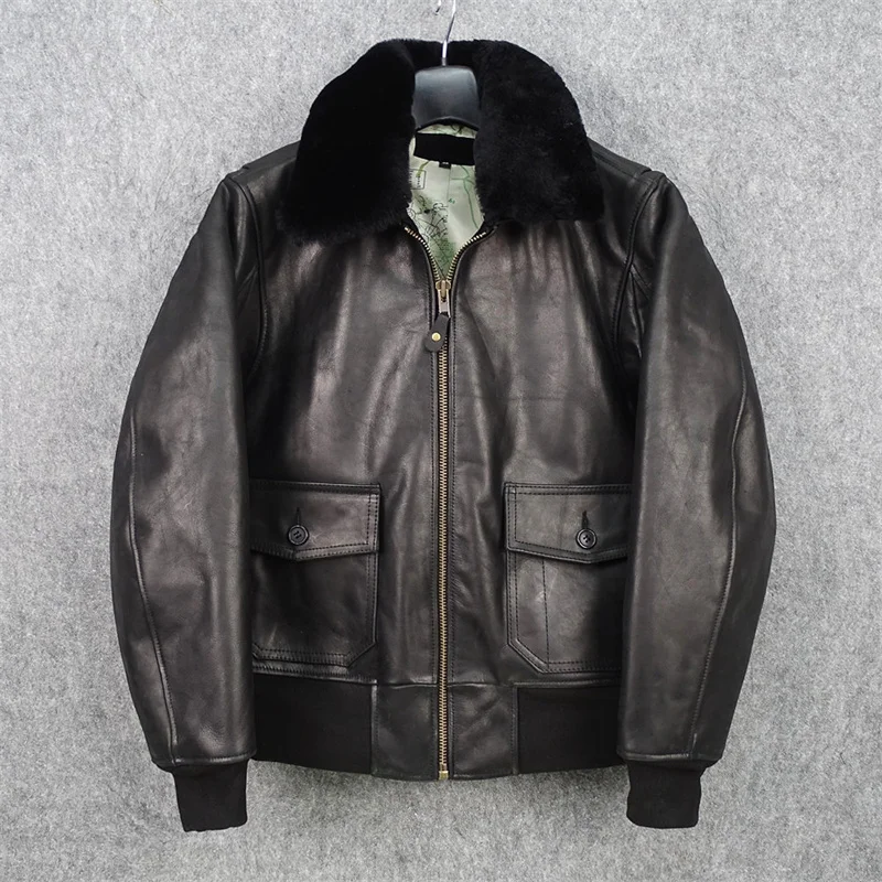 

Free shipping.Cheep G1 air force short black suede jacket.Quality wholesales genuine leather coat.Frosted cowhide.father's cloth