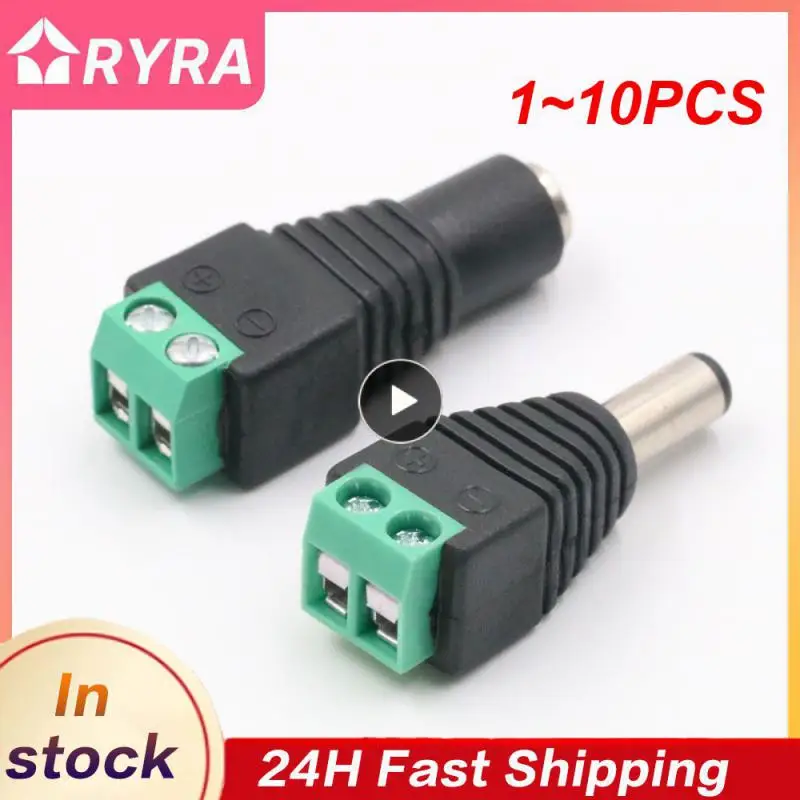 

1~10PCS Cameras 2.1mm x 5.5mm Female Male DC Power Plug Adapter For 5050 3528 5630 5730 Single Color LED Strip Light