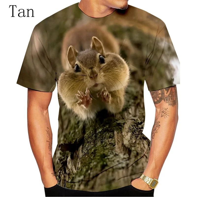 

2023 Summer T Shirts For Men 3D Kawaii Squirrel Printed Clothing Harajuku Oversized Boys Girls Tops Round Neck Short Sleeve Tees