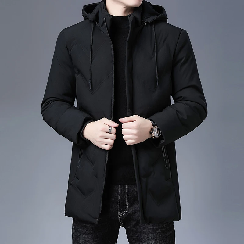 Uyuk Top Quality New Brand Hooded Casual Fashion Long Thicken Outwear Parkas Jacket Men Winter Windbreaker Coats Men's Clothing