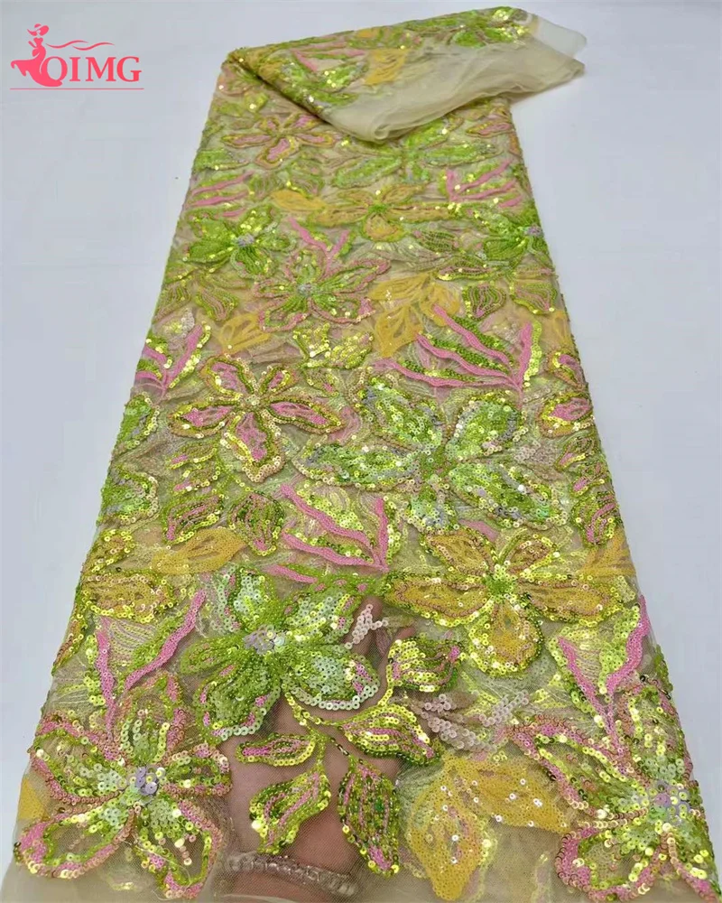

OIMG 5 ярдов африканская кружевная ткань высокого качества 2023 Свадебная Роскошная нигерийская кружевная ткань с блестками материал для женских платьев