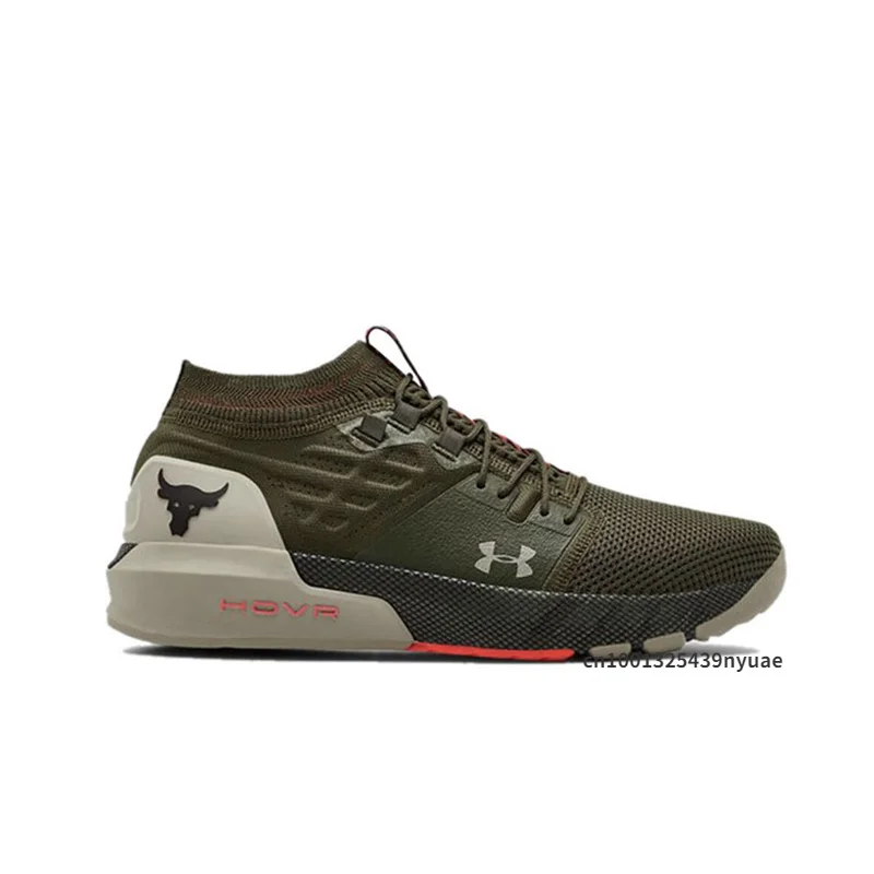 

New Sale UNDER ARMOUR Men Running Shoes UA HOVR Project Rock 2 Bull Head Outdoor Training Sports Shoes Gym Army Green Size40-45