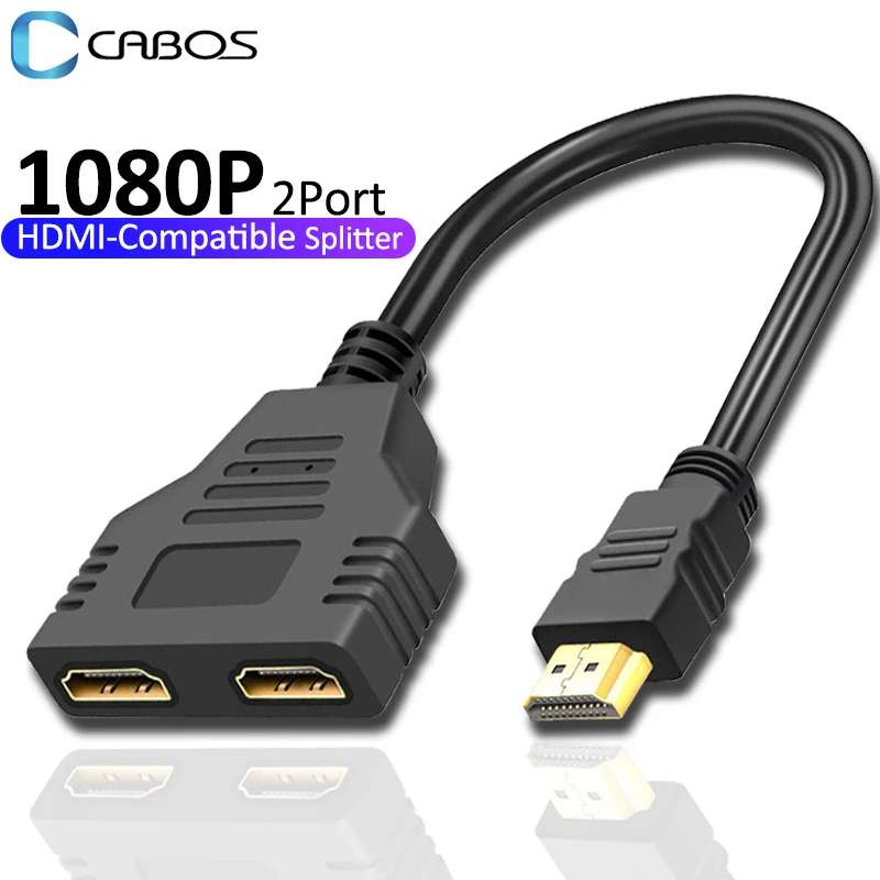 

HDMI-compatible Cable Splitter 1080P 2 Dual Port Y Splitter 1 In 2 Out Cable Adapter For LCD TV Box PS3 HDMI-compatible Splitter