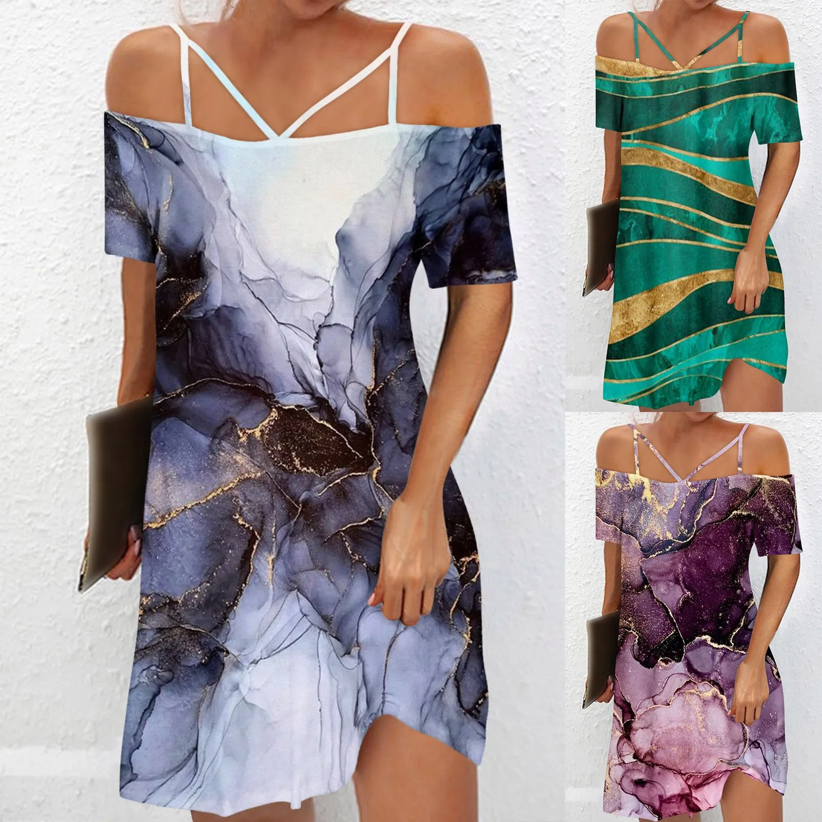 Off Shoulder Tropical Print Backless Casual Mini Dress Women Strapless 2023 Summer Vacation Dress Vestido