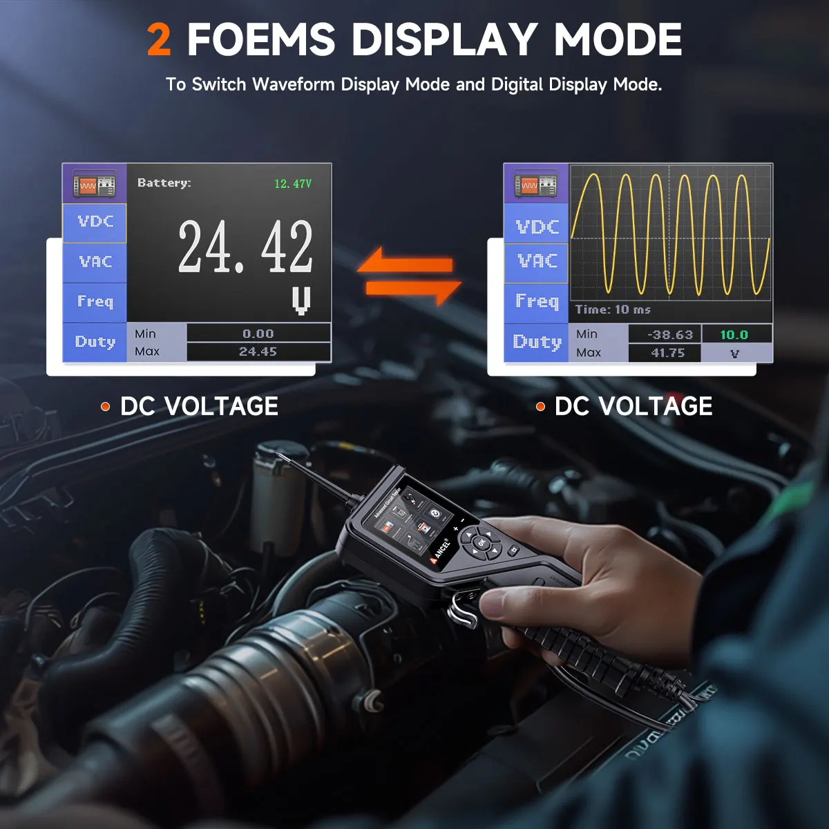 Ancel PB600 12 В 24 электрический ток напряжение встроенный силовой сканер тестер цепей