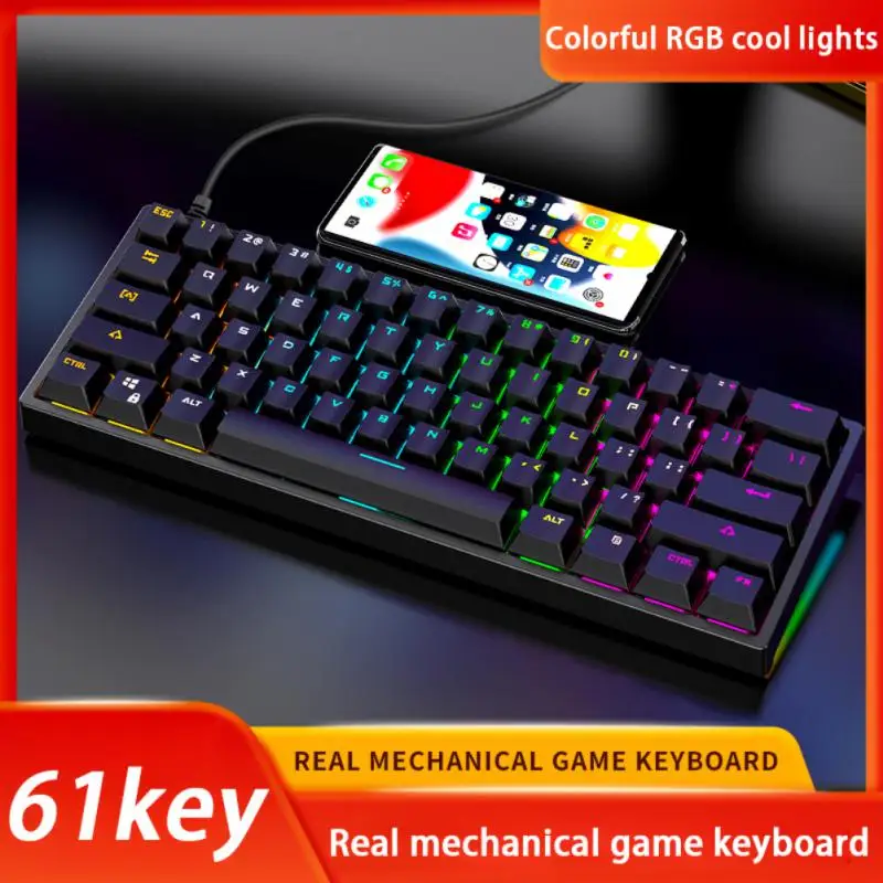 

Механическая игровая мини-клавиатура G101 RGB с USB, 61 клавиша, красный переключатель, проводной съемный кабель, портативная, для путешествий, компьютеров