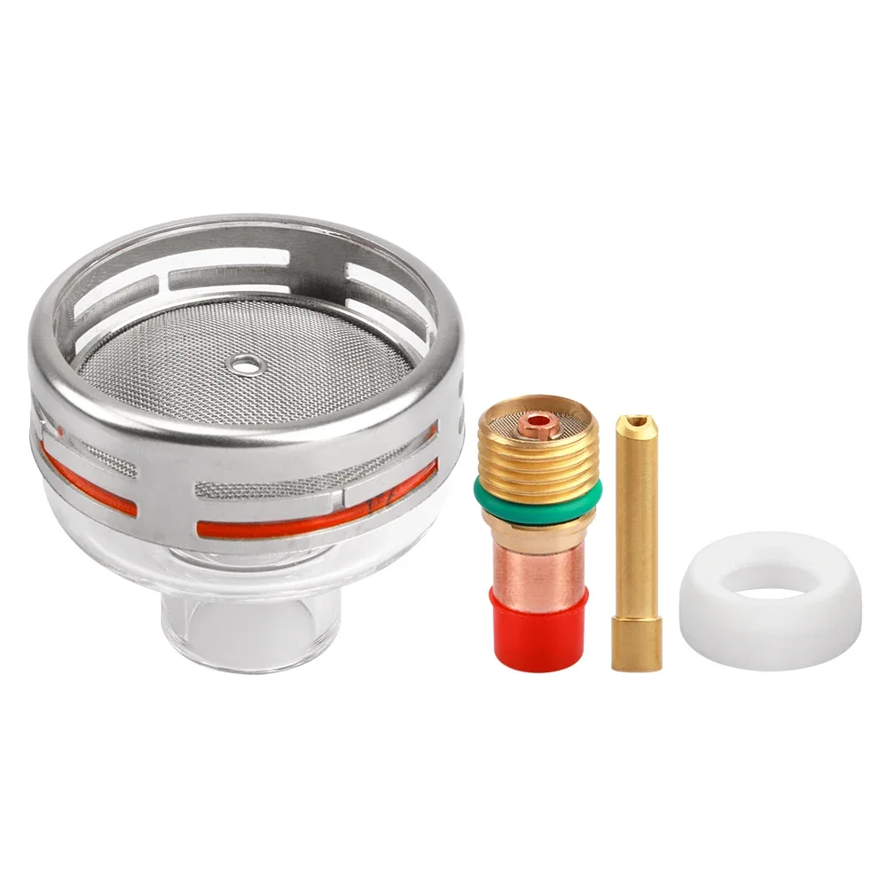 

Чашка газовой линзы TEMWELL Collect Body 12. # 14 # 16 # 24 # Комплект прокладок сопла из прозрачного стекла для сварочной горелки TIG WP‐17/18/26 Аксессуары