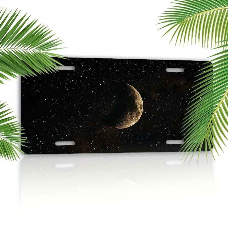 w kształcie półksiężyca aluminiowa tablica rejestracyjna trwała odporna na warunki atmosferyczne idealna do dekoracji samochodu i prezentów -