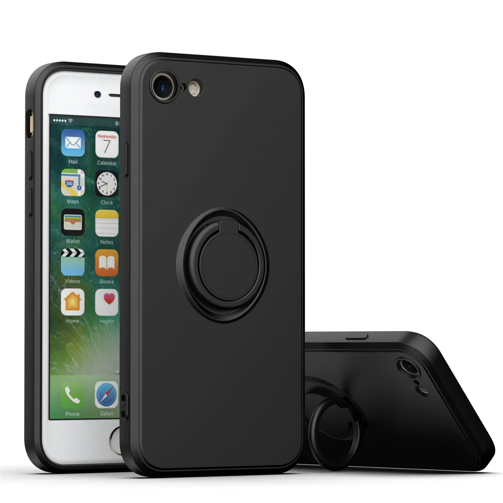 Роскошный чехол из жидкого силикона с магнитным кольцом-держателем для iPhone 16 Pro Max