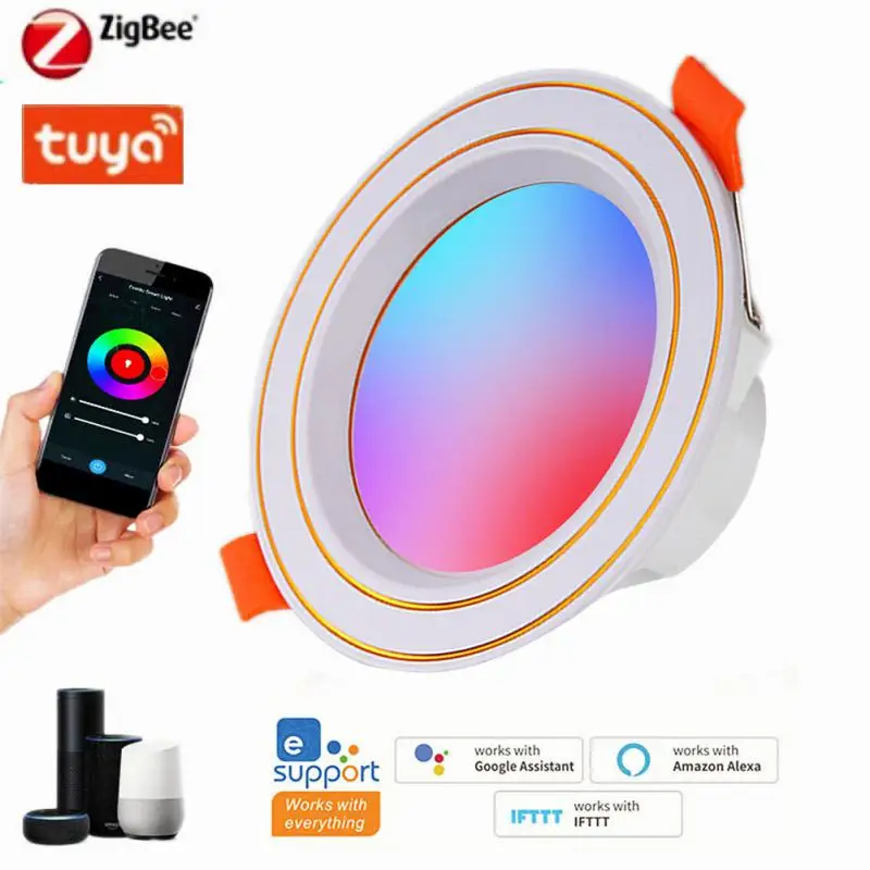 

Светодиодный точечный светильник Zigbee, умный дом Tuya с регулировкой яркости, Bluetooth-лампа, меняющая цвет RGB, теплсветильник холодный свет, умная...