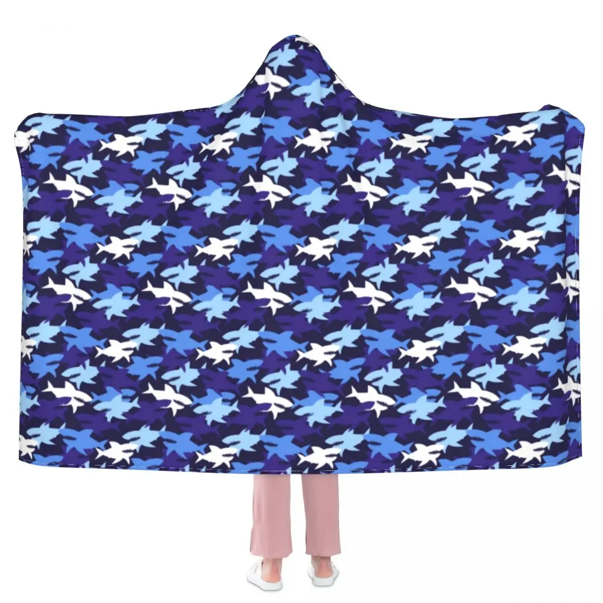 

Мягкое Флисовое одеяло с капюшоном и принтом «акулы»