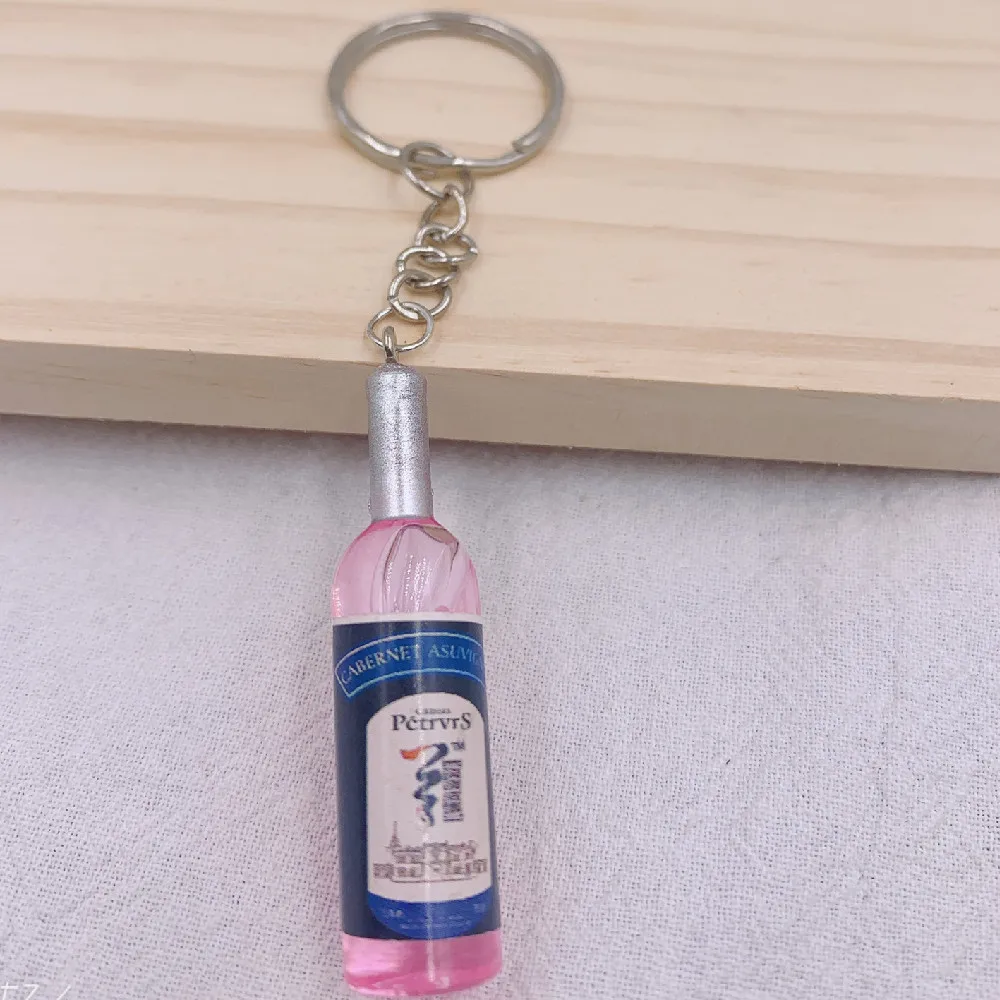 

Wine Bottle Key Chains Fashion New Women/Men's Fashion Handmade Resin charm Key Rings Alloy Charms Gifts Wholesale