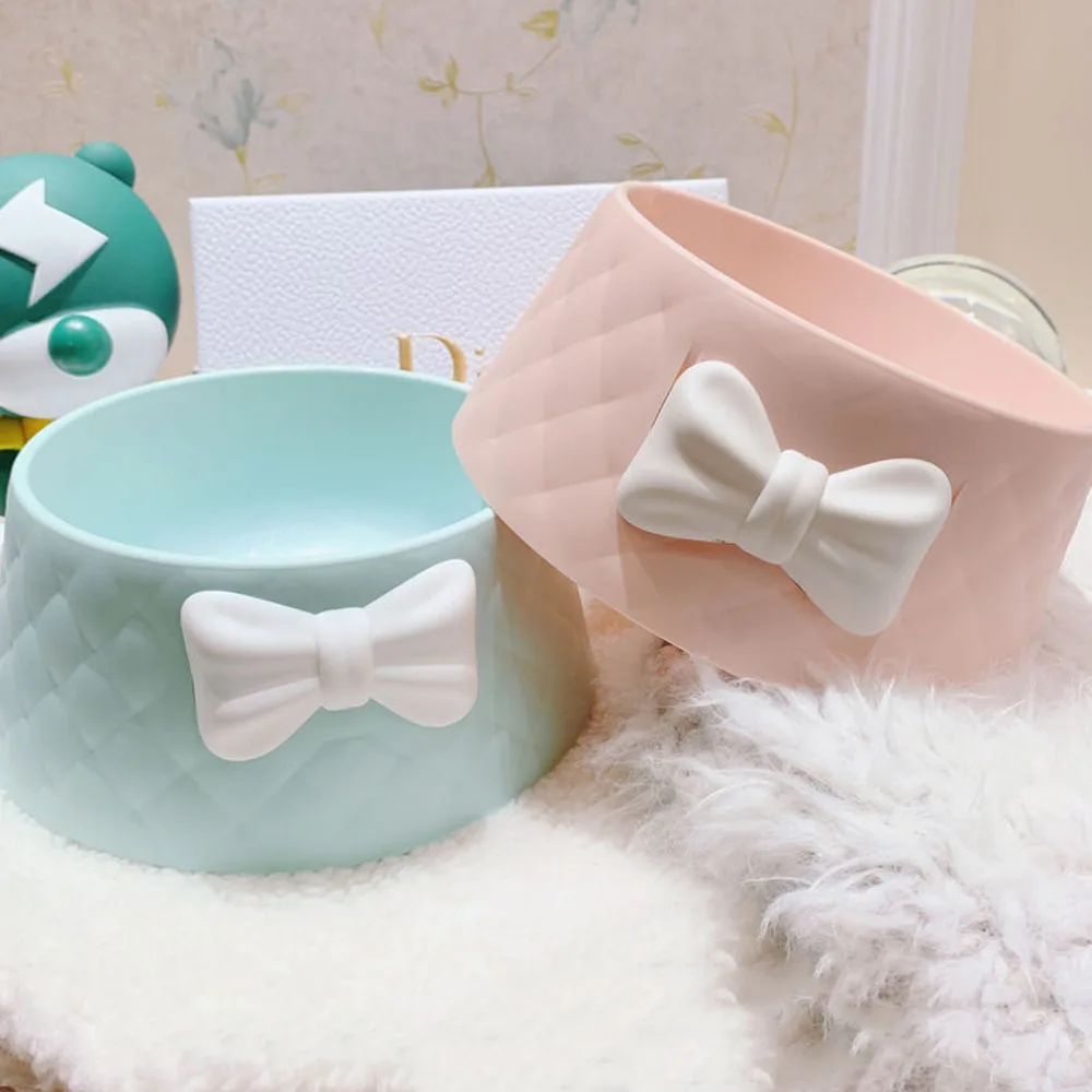 

Feeding Bowls Pet Bowknot Bow Dish Sweet Diamond Lovely Pattern Bowl Pet Princess Bowls Bowl Puppy Food For Cat Water Feeder Dog