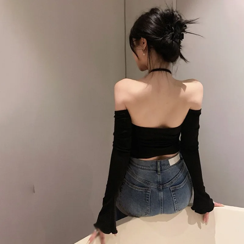 Летняя Сексуальная Женская Короткая Рубашка С Бретелькой На Шее Облегающая