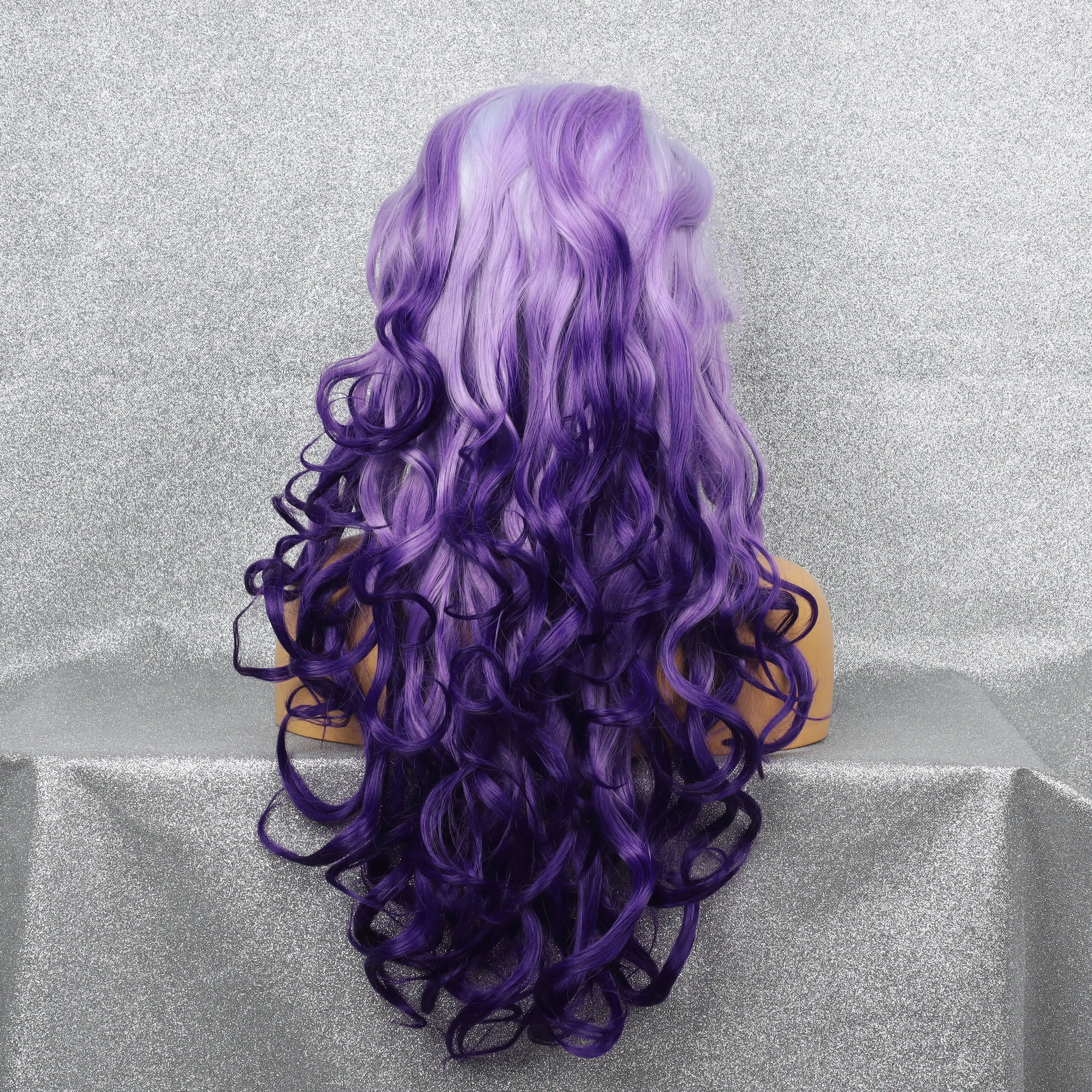 CWIGS белый фиолетовый градиентный синтетический передний парик на сетке дышащий