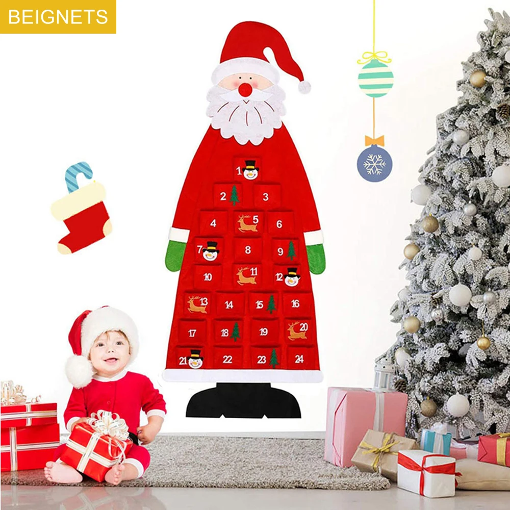 

Christmas Advent Calendar Felt Wall Hanging With Pockets Santa Advent Calendar 24 Days Kids Toys Gift For Home Decor