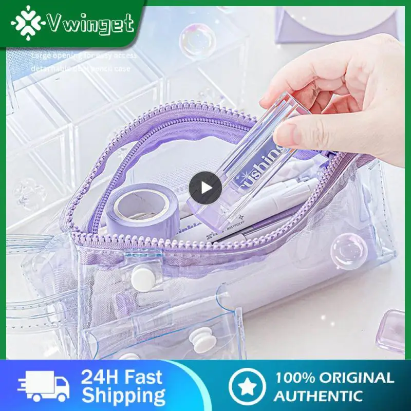 

Spacious Storage Bag Functional Transparent Pencil Case Fashionable Pencil Case Convenient Learning Accessories Durable Trend