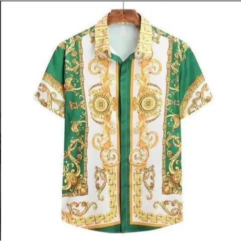 

Summer men's printed short sleeve shirt fashion handsome shirt