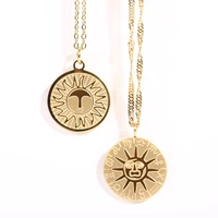 vintage tarot card and zodiac necklace for women stainless steel anti tarnish disc engraved sun necklaces birthday jewelry gifts