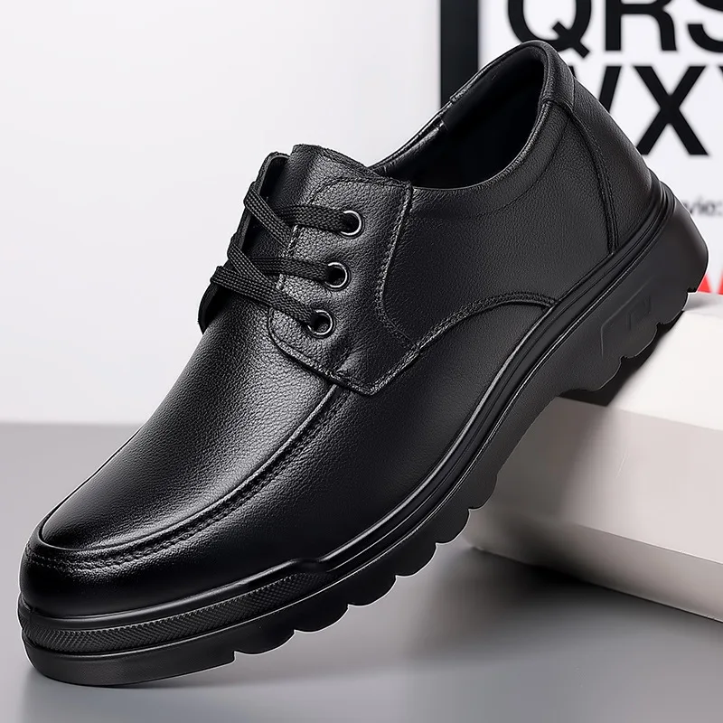 

Genuine Leather Men Dress Shoes Fashion Lace-up Man Casual Shoes Black Brown Business Work Office Footwear Shoes
