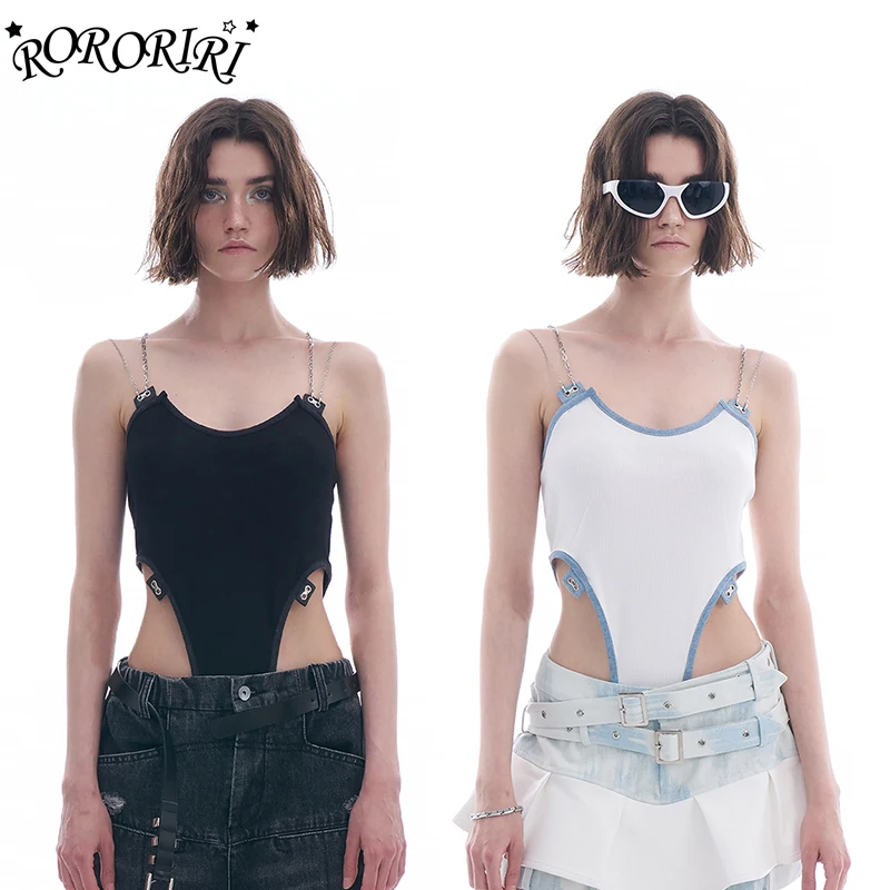 Боди RORORIRI с цепочкой Женское боди высоким вырезом винтажный лоскутный