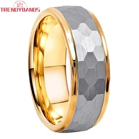 6mm 8mm gold tungsten carbide for men women wedding band engagement ring stepped edges brushed finish comfort fit