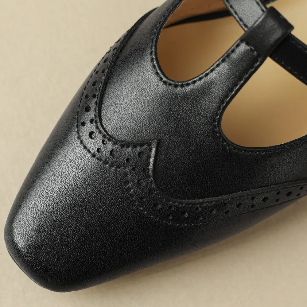 Женские туфли из коровьей кожи на толстом низком каблуке 2023 см с круглым носком и