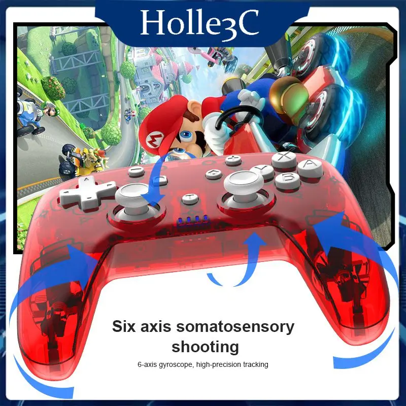 

Bt Connection Wireless Game Controller For Switch Led Backlight Six-axis Gyroscope Joystick Gamepad 600mah Rechargeable Portable