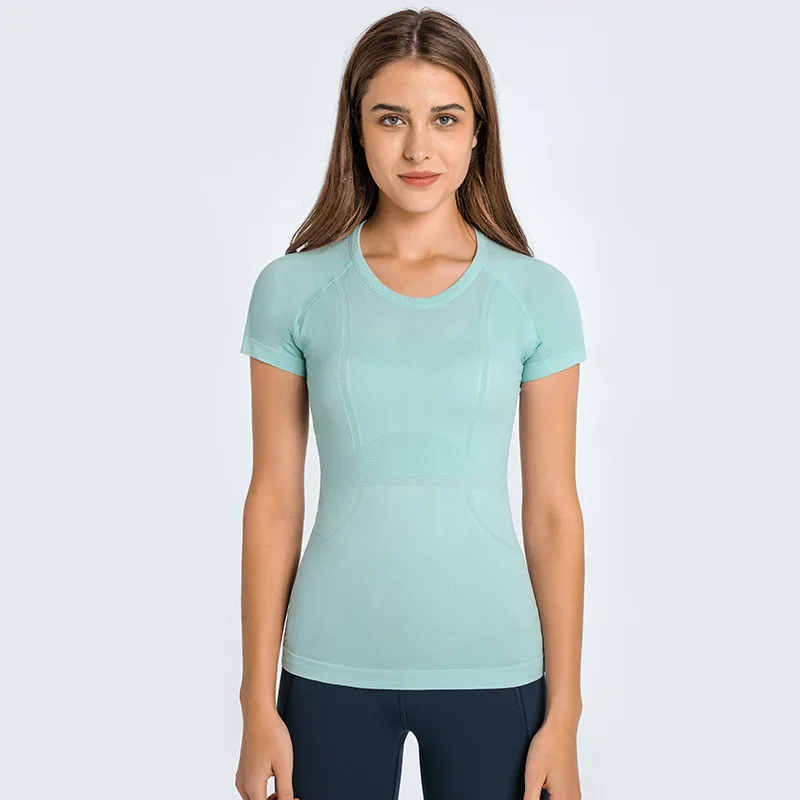 

2022 Women's Tops Plain Face Hem Slit Contrast V-Neck Short Sleeve T-Shirt gray22