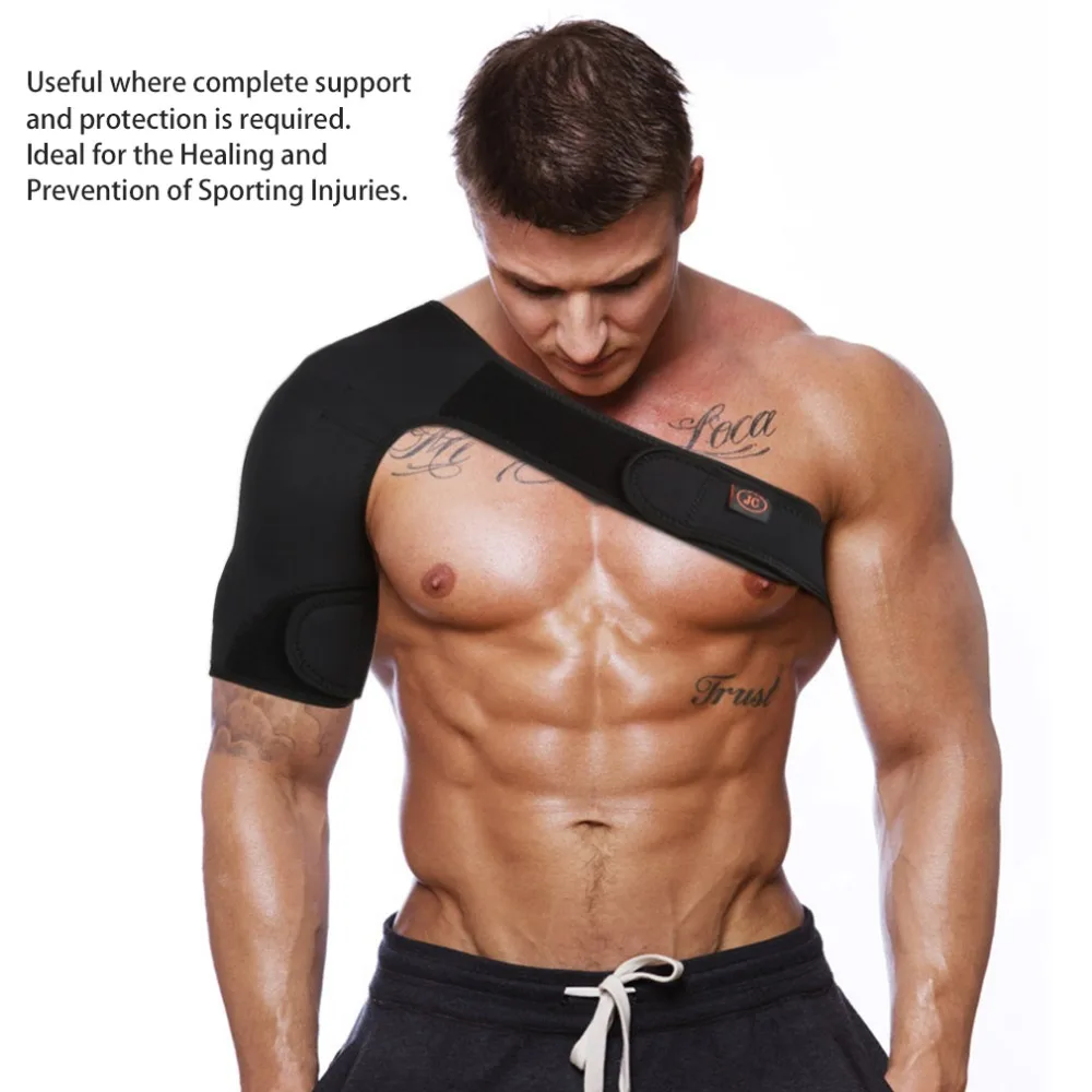 

New Sports Magnetic Single Shoulder Brace Support Strap Wrap Belt Band Pad Shoulder Care Bandage Black