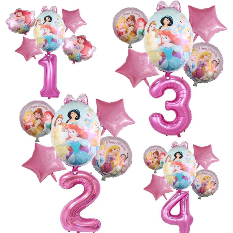 

Disney Princess Foil Balloons Birthday Party Decor for Kids Favor 32inch Rainbow Number Helium Balls Kid Gifs Princess Balloons